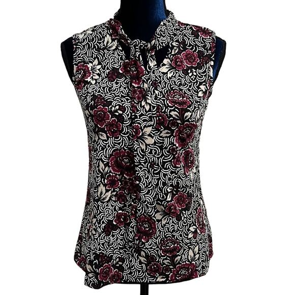 By Design blouse with neck tie option Sleeveless Sz Small Purple Black NWT - Picture 1 of 8